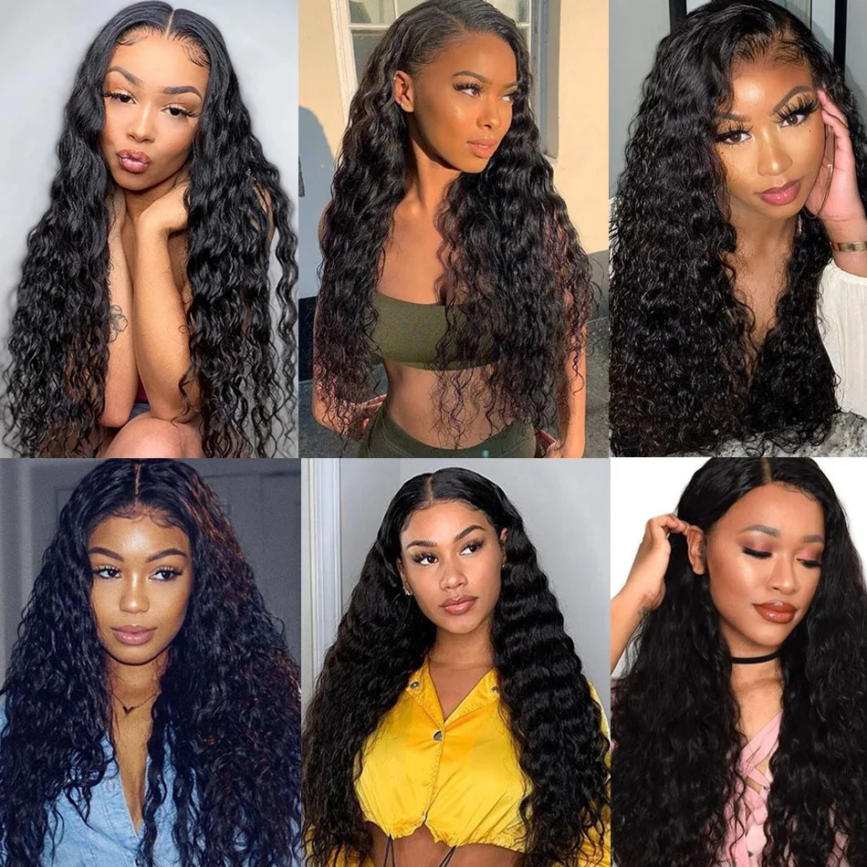 Raw Human Hair Deep Curly Wigs For Black Women,100% Brazilian Wigs With Closure,Deep Curly Wave Lace Front Wigs With Baby Hair
