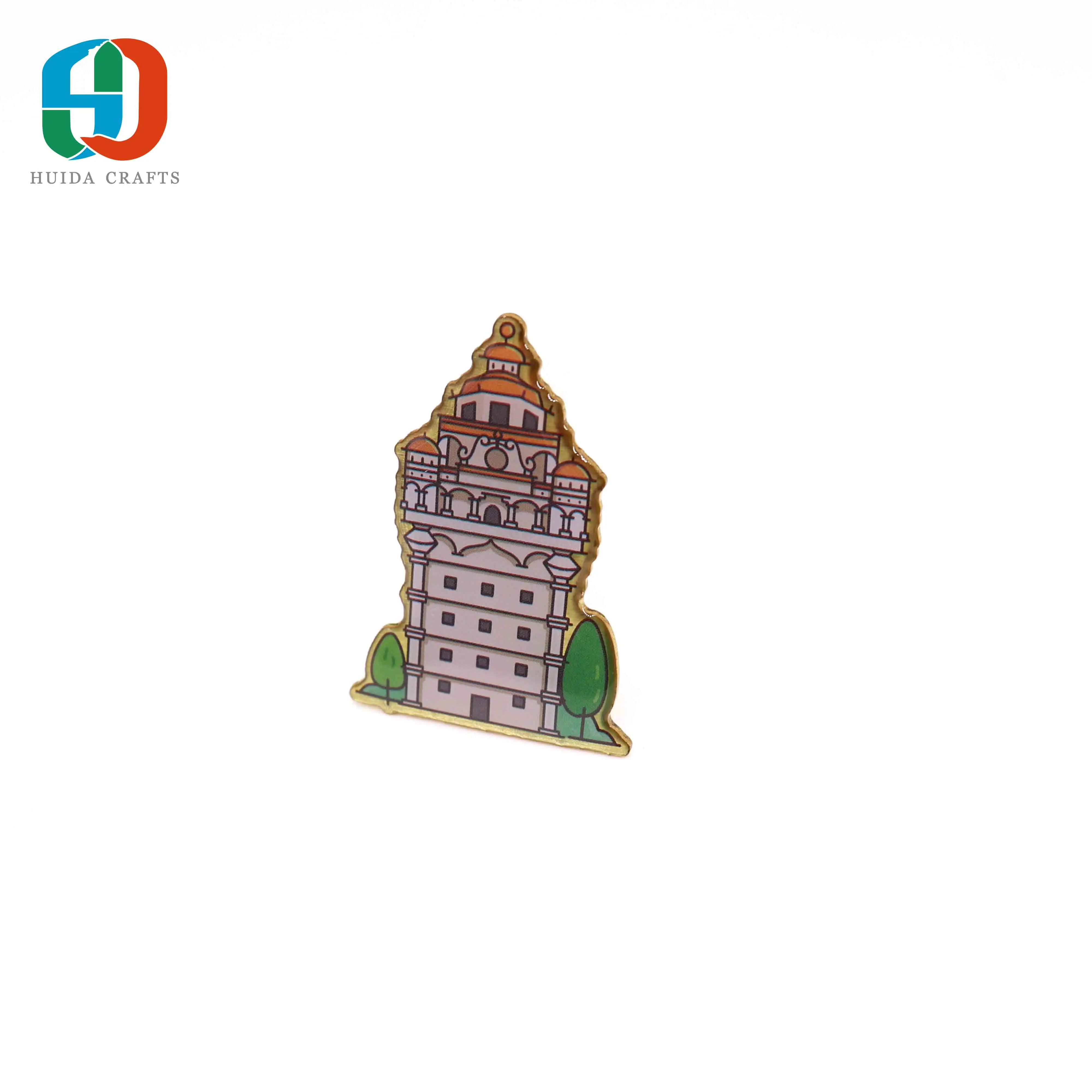 
Japan Travel Jewelry Japanese Mt Fuji & Clouds Tassel Collar Enamel Brooches Pin With Chain 