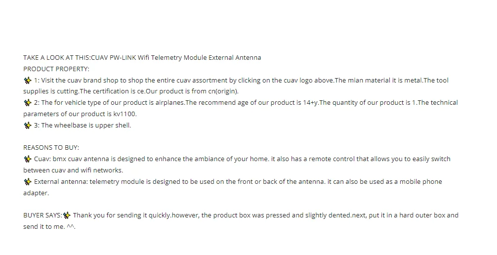 CUAV PW-LINK Wifi Telemetry Module External Antenna
