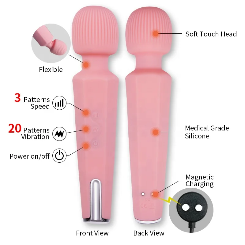 
pink color wireless rechargeable av g-spot wand massager for pussy 