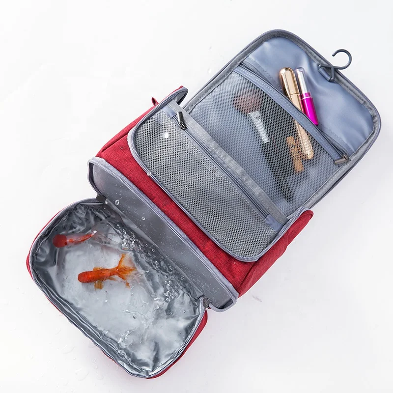 New Customized Navy Blue Canvas Men Hanging Travel Toiletry Bag