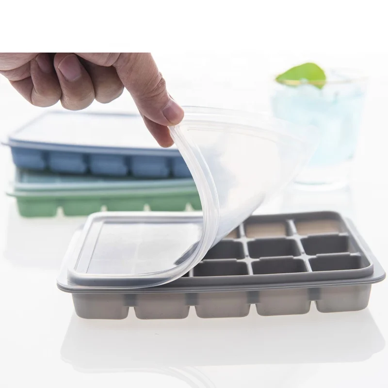 Easy release and Flexible Silicone 15 Ice Trays Removable Lid, silicone ice lolly mold Cream Maker