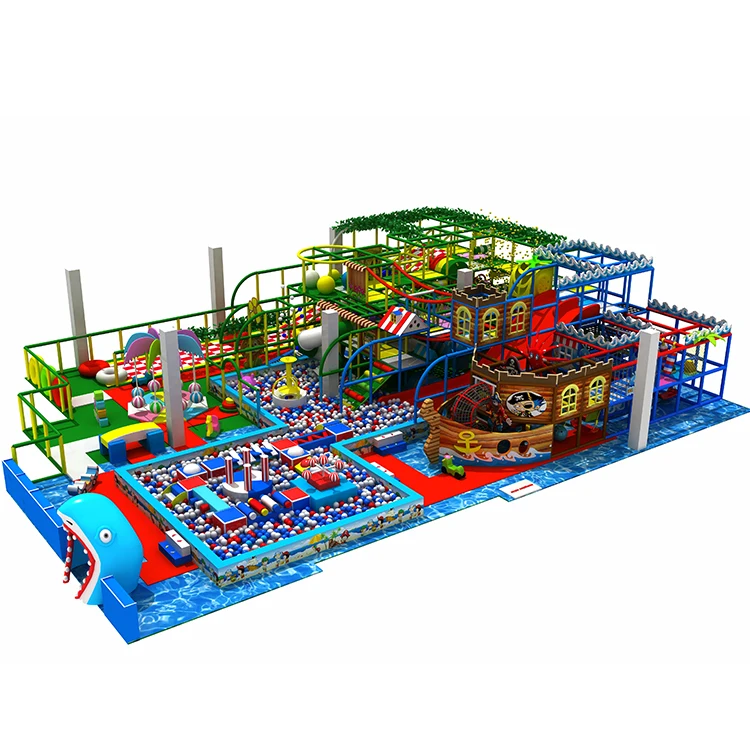 Soft Kids Indoor Playground, Foam Pit Indoor Ball Pit for Toddlers, Shark Theme Ocean Indoor Playground