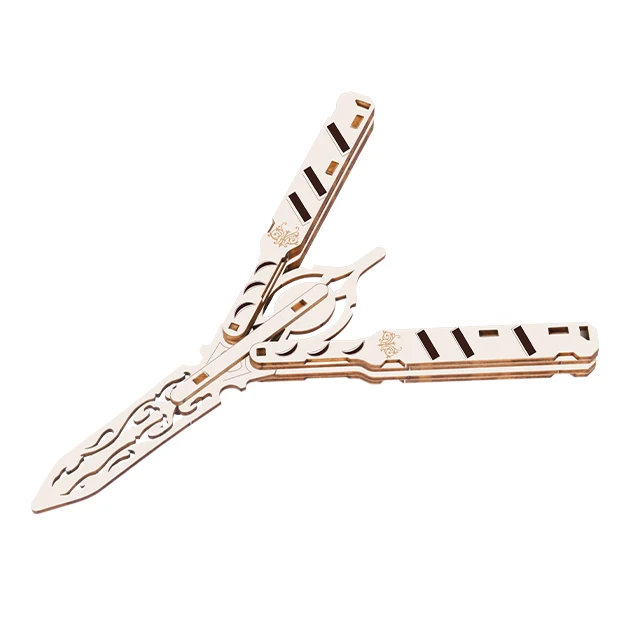 Factory Customized Wooden Children's Puzzle Toys Assembly Knife Model Toys Laser Cutting DIY Puzzle wooden Knife 