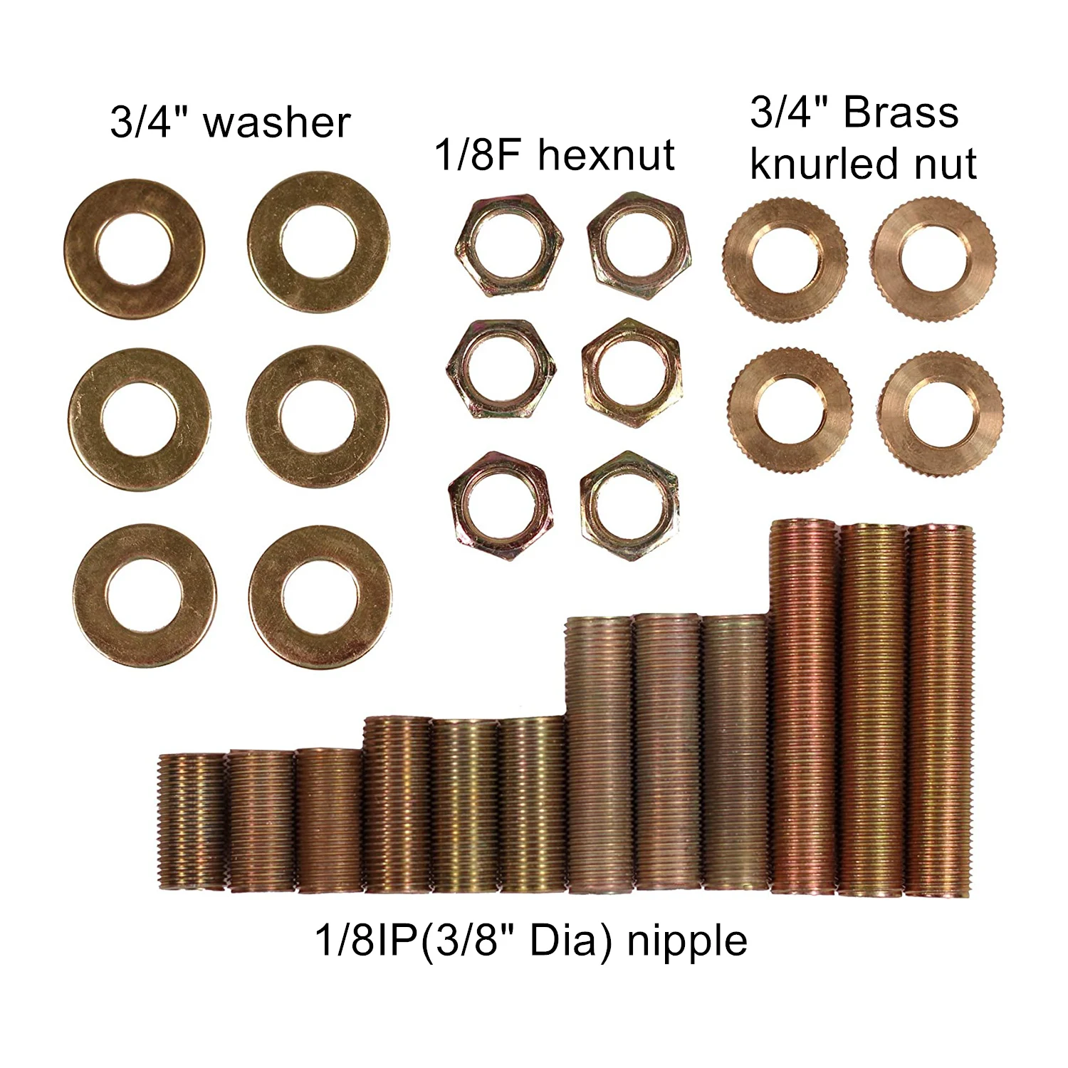 3/8 inch diameter yellow/white zinc plated nipple lamp tubing