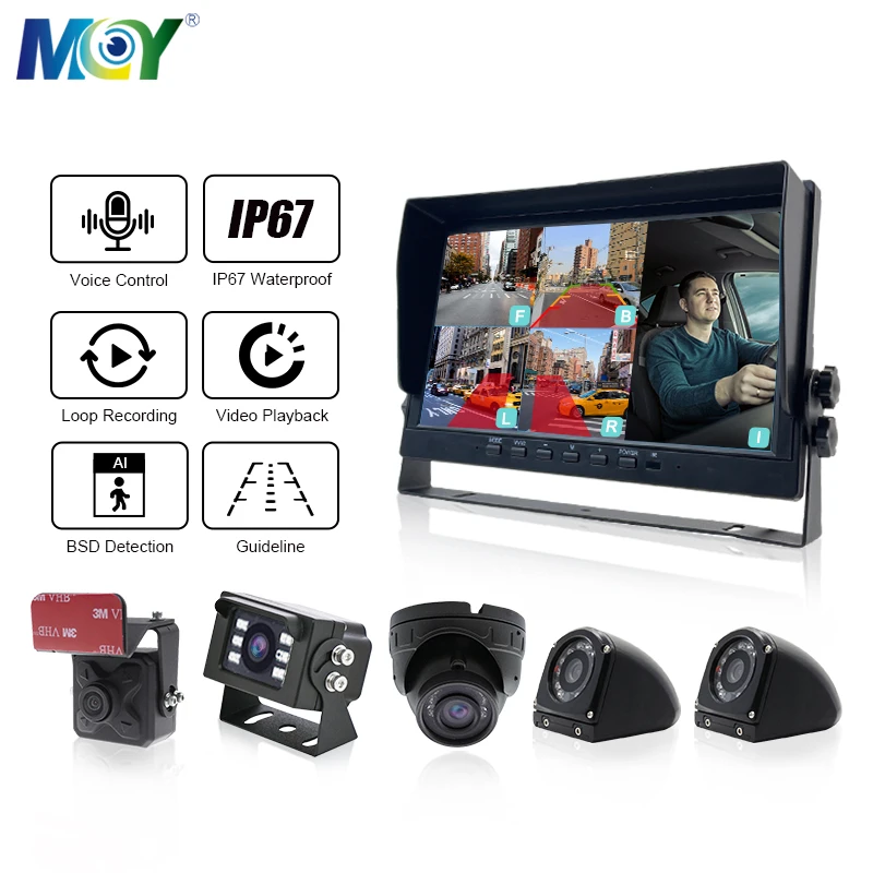 10.1 bsd 5 Channel Bus Monitor BSD Display Alarm Audio Driver Alert System Smart AI BSD Detection Reversing Aid Camera For Truck