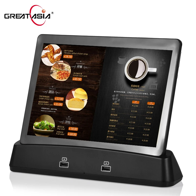 GreatAsia производитель дешевый 10 1 дюймовый планшет для ресторана ПК 4g 2g + 32g 4 ядра android 9 беспроводной зарядный с док-станцией