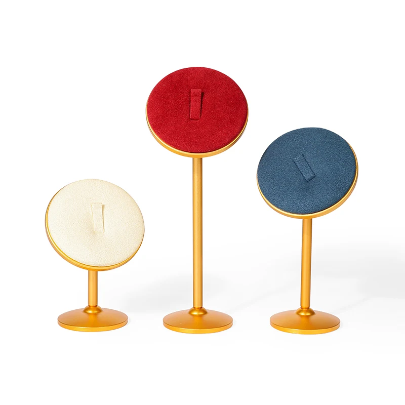 Factory Wholesales Metal Ring Display Stand Gemstone Jewellery Ring Display Props Red Microfibre Ring storage holder