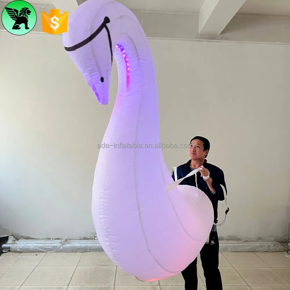 Event Parade Inflatable Moving Swan Customized Decoration Animal Mascot for Festival Advertising A10584
