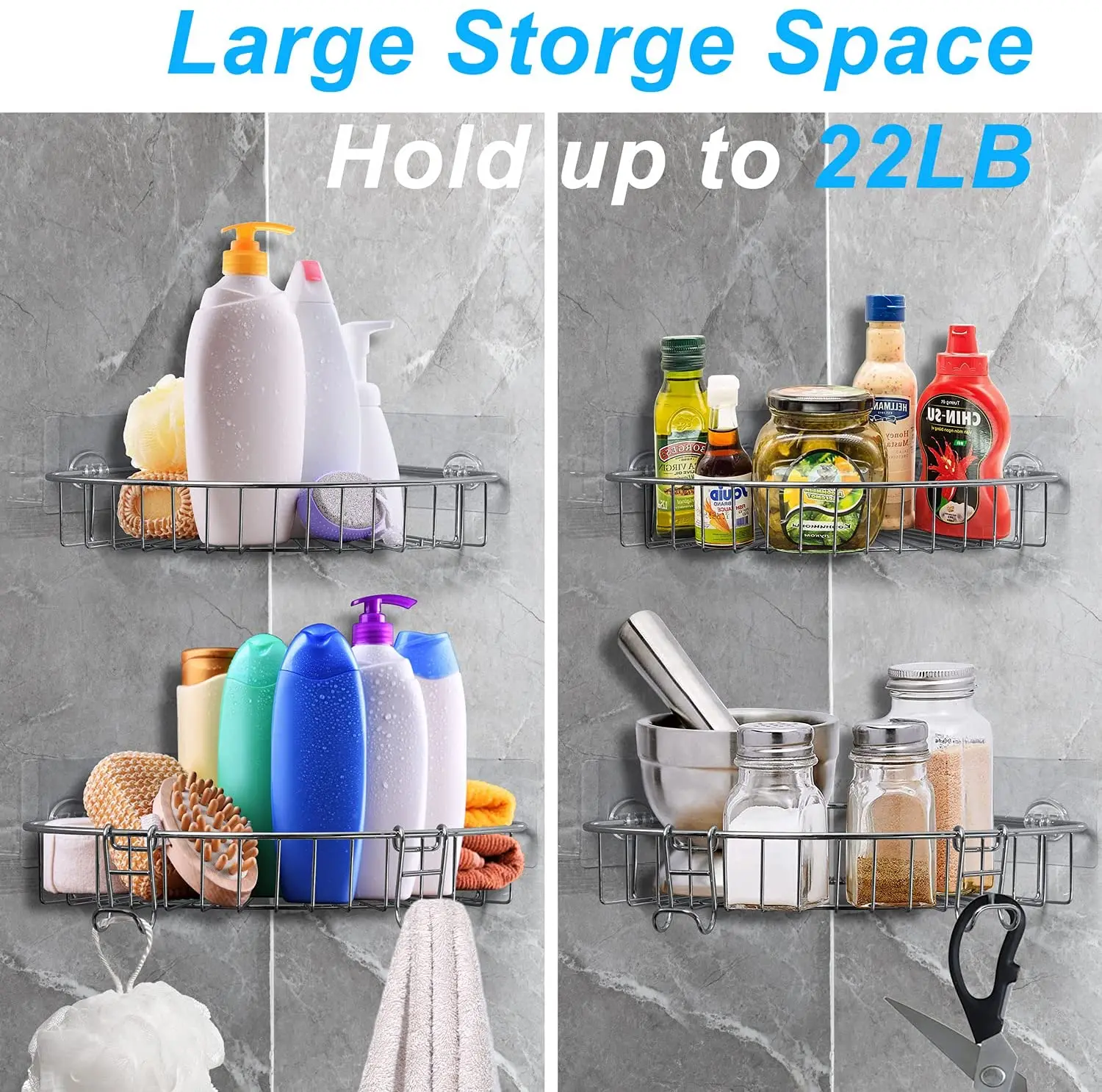 stainless steel shower caddy rack Bathroom multi corner shelf storage rack adhesive stand shelves