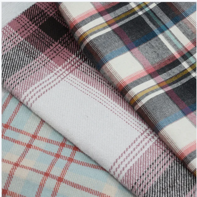 Textile Manufacturer Yarn Dyed Woven 100% Cotton Twill Check Flannel Fabric for Shirt Women