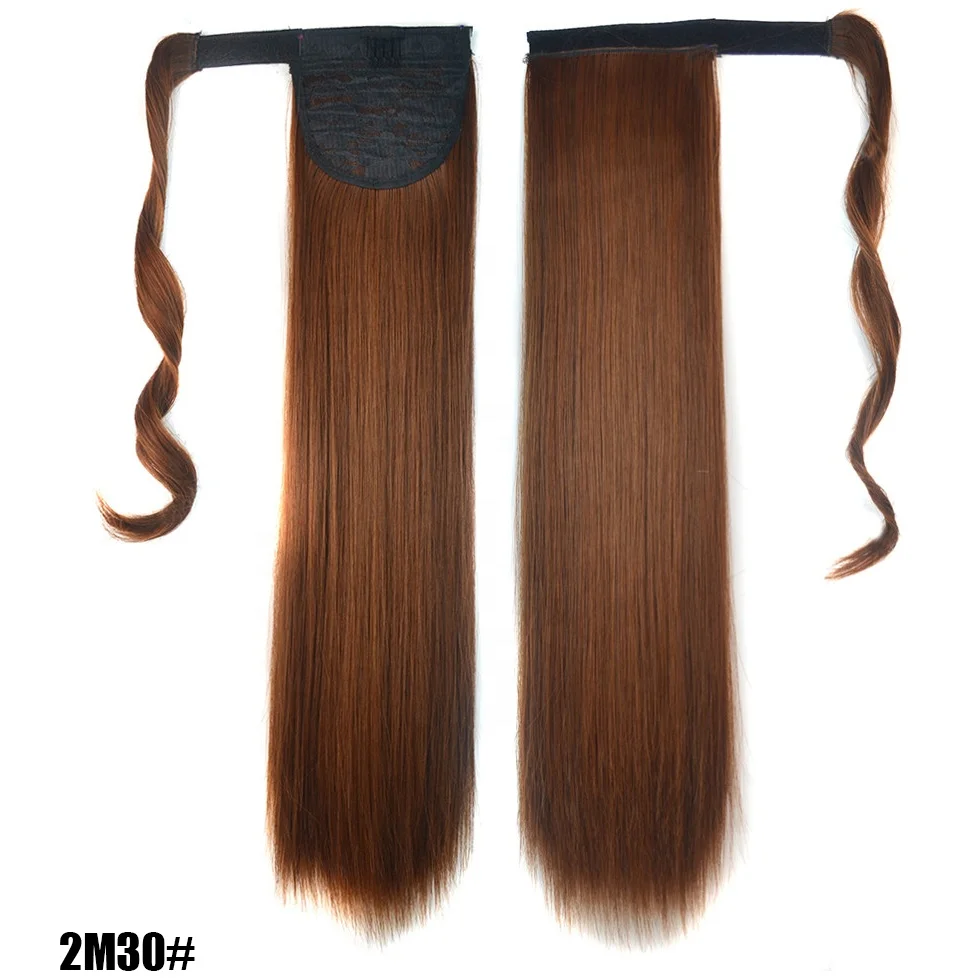 22 Inch Wrap Around Ponytail Extensions Clip in Hair Extensions Straight Ponytail Hair Natural Brown Gray Hairpiece Headwear