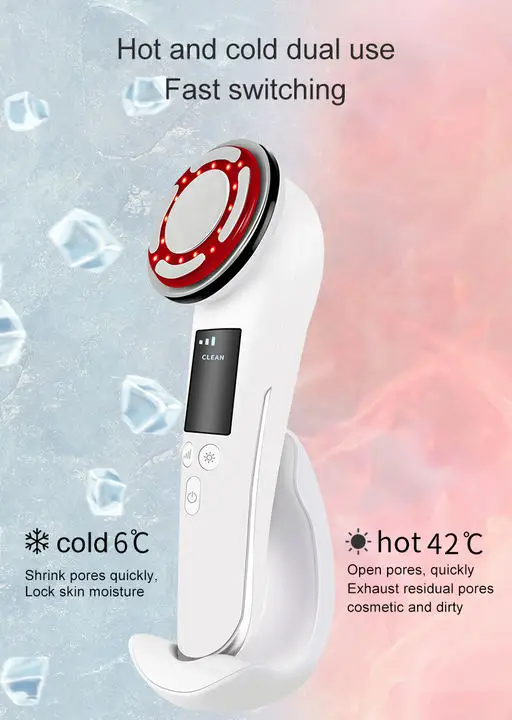 Facial Rejuvenation Pulse Massager NEW Hot Cold EMS Face  & Neck Lifting Skin Tightening Warm Clean Red Light LED  Massager