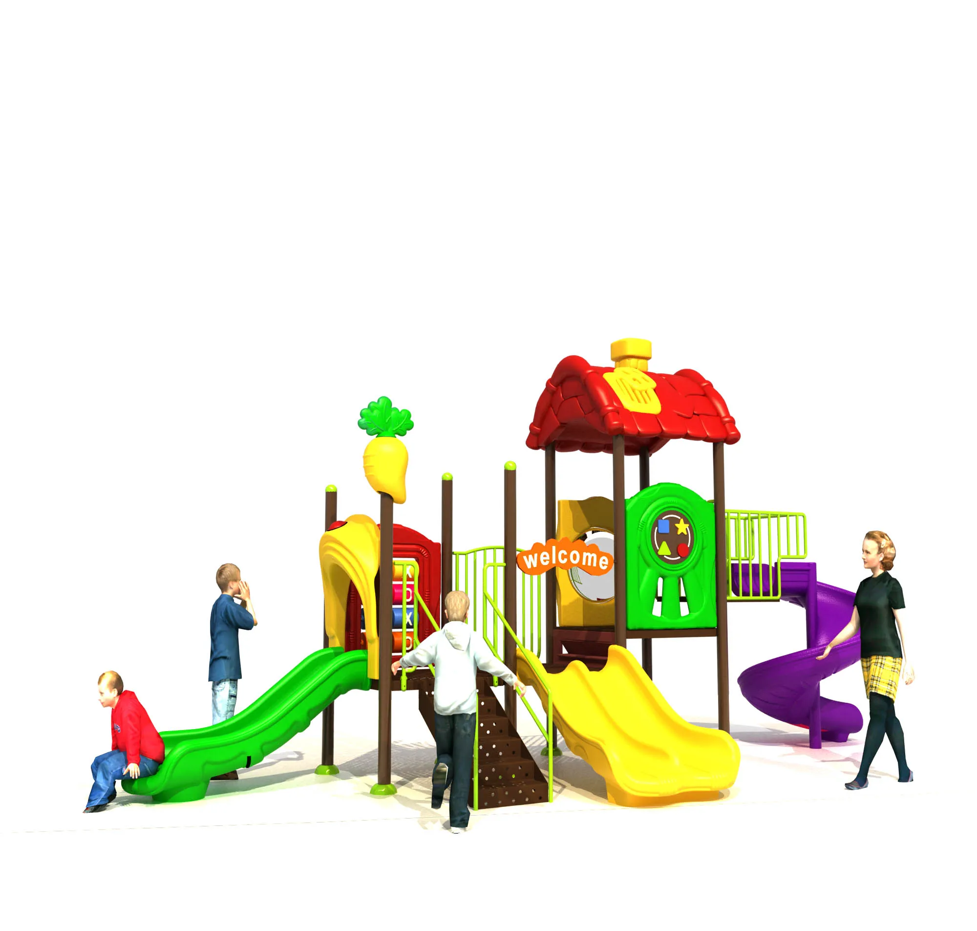 Colorful Outdoor Kid Plastic Slide Set With Swing,Kids Amusement Slide For Sale