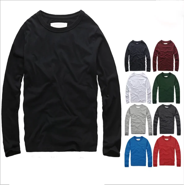 
OEM wholesale Europe and the United States loose large size long-sleeved solid color 100 combed cotton jersey printed t s 