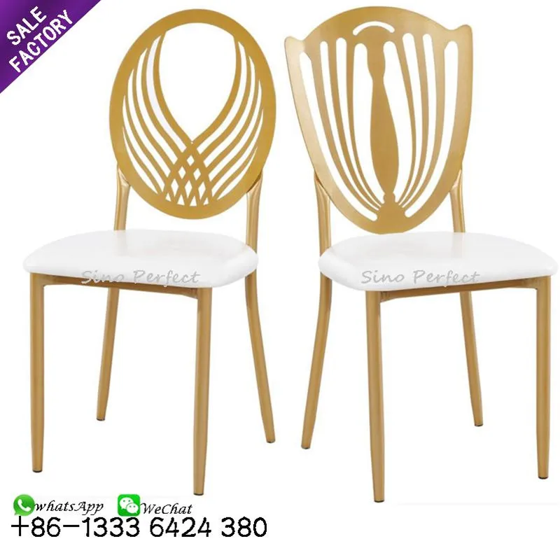 New Design Cheap Price Wedding Ceremony Dining Furniture Gold Metal Steel Chivari Chavari Tiffany Chairs Used For Rental