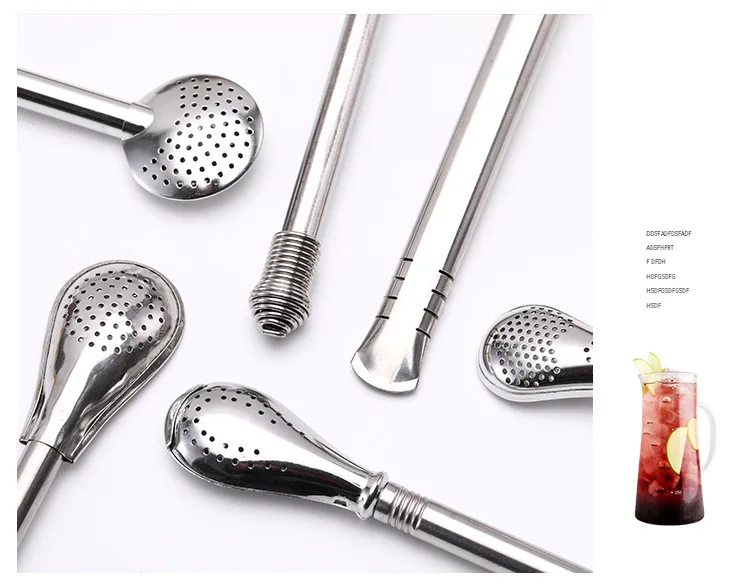 2020 Multiple sizes food grade stainless steel yerba mate drinking straw with filter