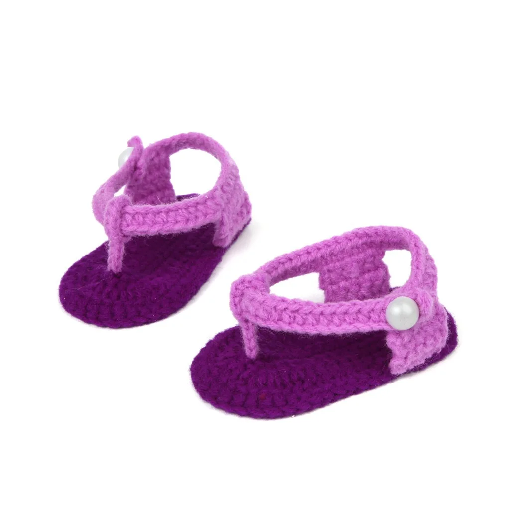 
wholesale handmade soft sole baby barefoot sandals crochet in stock 