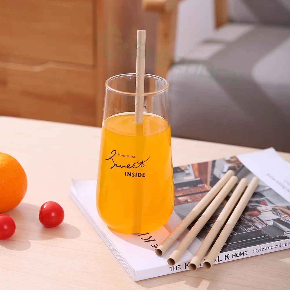 Hot Sale Drinking Straw Disposable degradable Bamboo Paper Straw