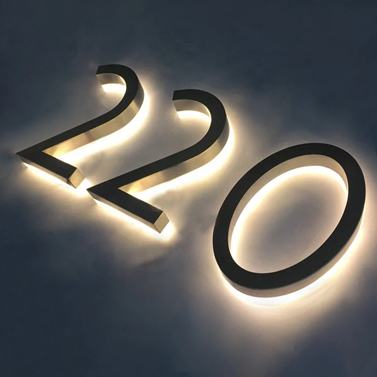 Stainless Steel LED House Numbers Backlit Light Numbers for House
