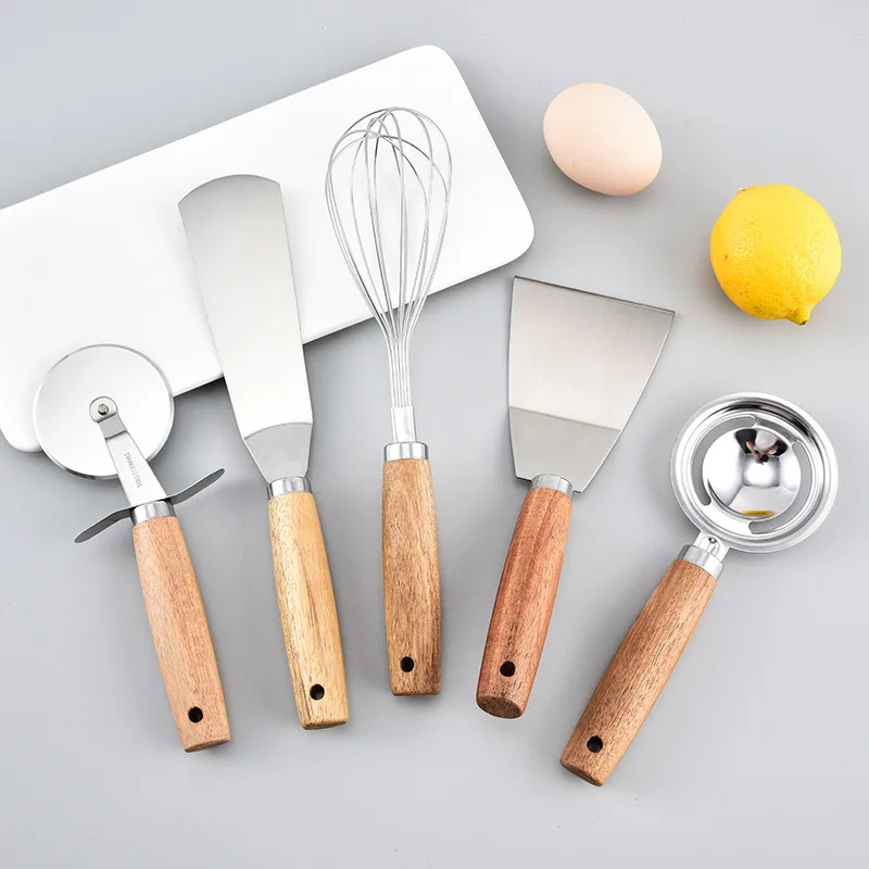 Stainless Steel Garlic Crusher Wooden Handle Manual Mincer Chopping Squeeze Masher Fruit Vegetable Tool Garlic Press