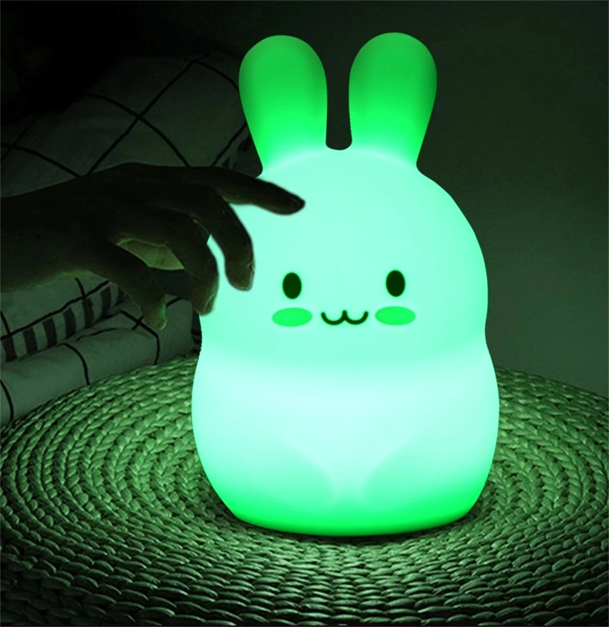 Children Bunny Tap Control Cute 3D Rabbit Shape Silicone Lamp Baby Colorful Sleeping Lighting Touch Night Light for Kids
