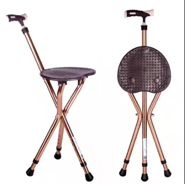 Foldable Adjustable Three Legged Chair Walking Sticks with Seat Old Handicapped Walker Chair