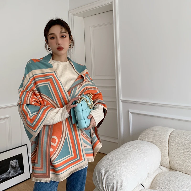 Best-selling unicorn pattern warm comfort soft winter imitated cashmere scarf shawls for women