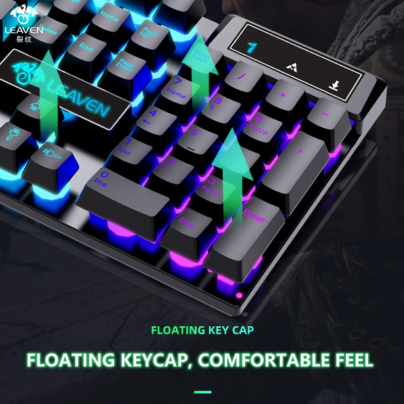 AIWO Custom 7 Color LED Baklit Game Home Office 104 Keys Usb Wired Use Computer Gaming Keyboard And Mouse Combos For Laptop PC