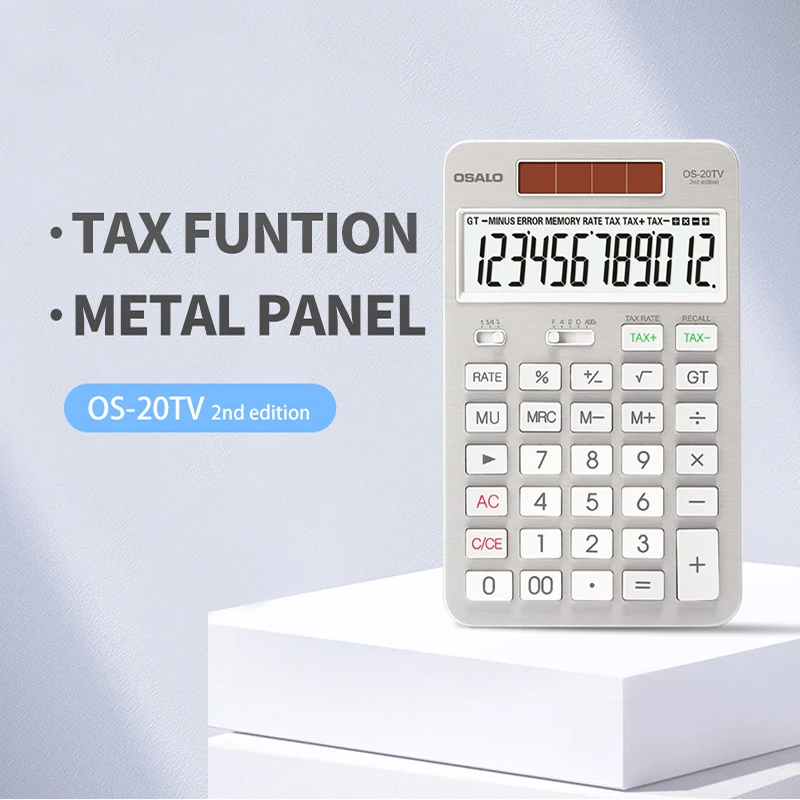 High-End Design Business Office Desktop Calculator For Aluminum 12-Digit Calculator Whit Calculator Solar