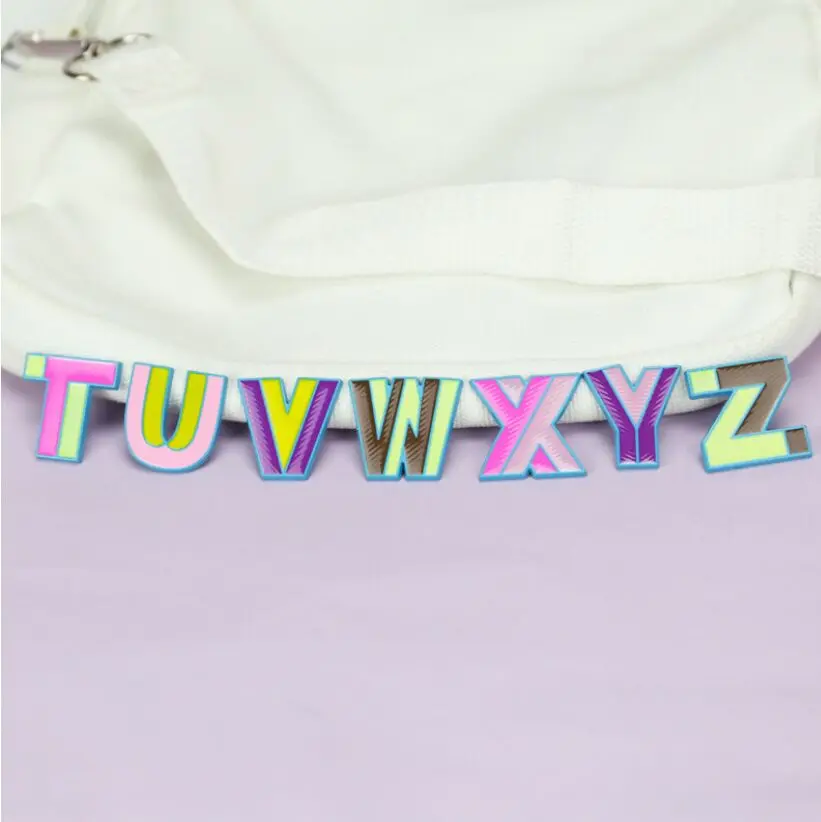 rainbow color 26 letters initial lapel pin, soft enamel colorful alaphabet A-Z pin badge emblem for garment hat pin souvenir