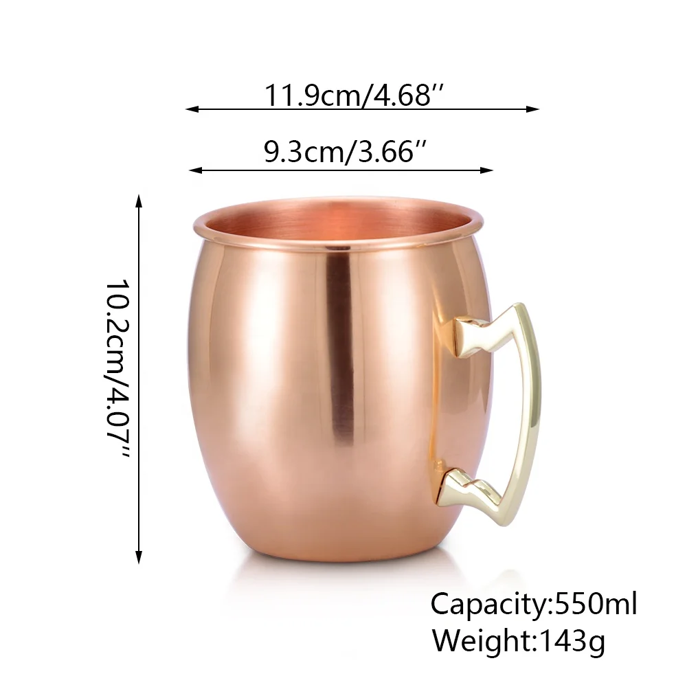  Cocktail Antique Brass and Stainless Lined Solid Moscow Mule Copper Cup 100%