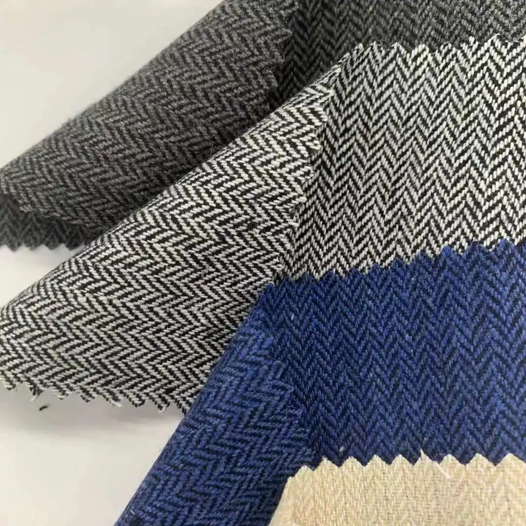 95%OTH 5%Wool  Yarn-dyed Small herringbone 340g/m Suitable for overcoats, jackets, windbreakers, autumn and winter