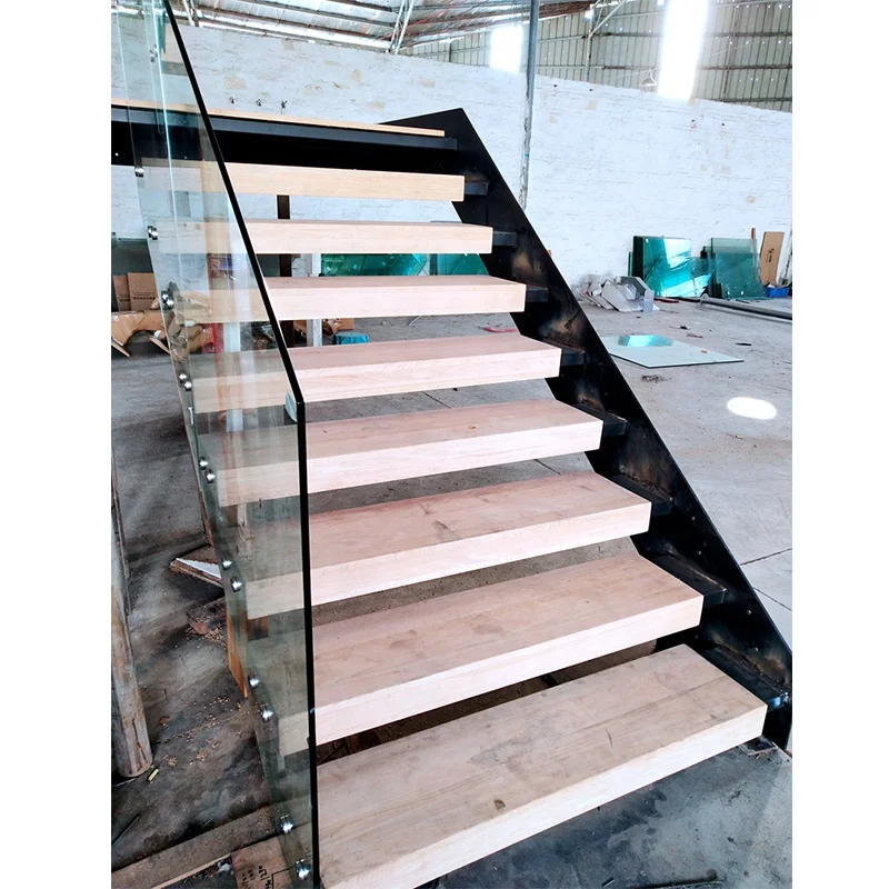 Balcony Glass Guardrail Outdoor Solid Wood Stainless Steel Staircase Handrail Household Attic Railing Fence Escalator