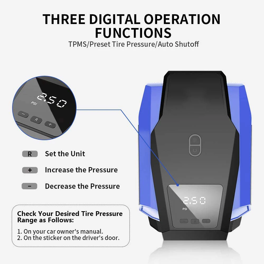 Dropshipping Black ABS Car Tyre Inflator portable Car Air Pump 12V Air Compressor car turnip inflators