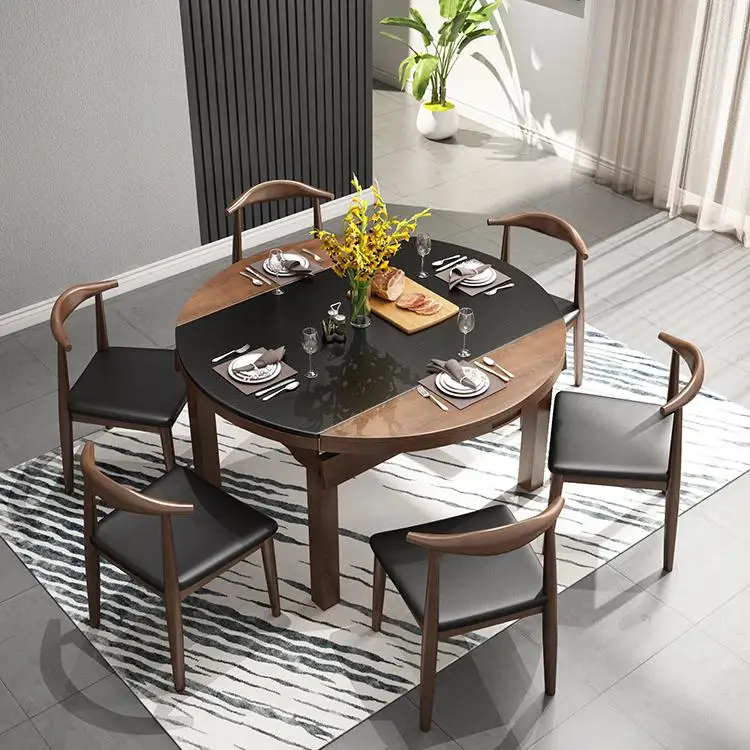 
Nordic Folding Round Dining Table 6 Chairs Modern Dining Table Sets 