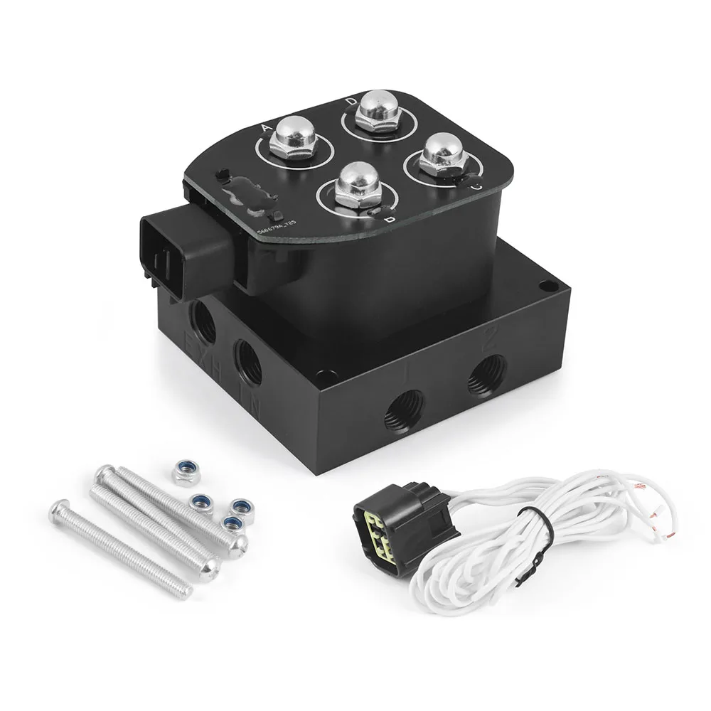 12V Solenoid Valve Air Ride Suspension Manifold 0-200psi Pneumatic Shock Absorber for Auto/Motorcycle Fast Control Fbss