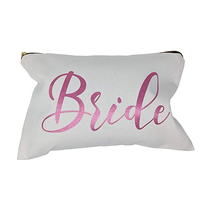 Top zip portable makeup bag cotton linen pouch fashion cosmetic bag with custom logo size color