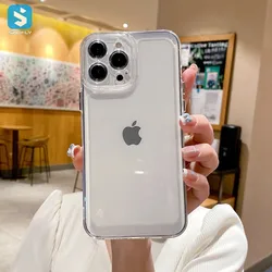 Clear Soft TPU Phone Case for iPhone 14 13 12 11 Pro Max Shockproof Lens Protection Back Cover for iPhone X XR XS Max 6 7 8 Case