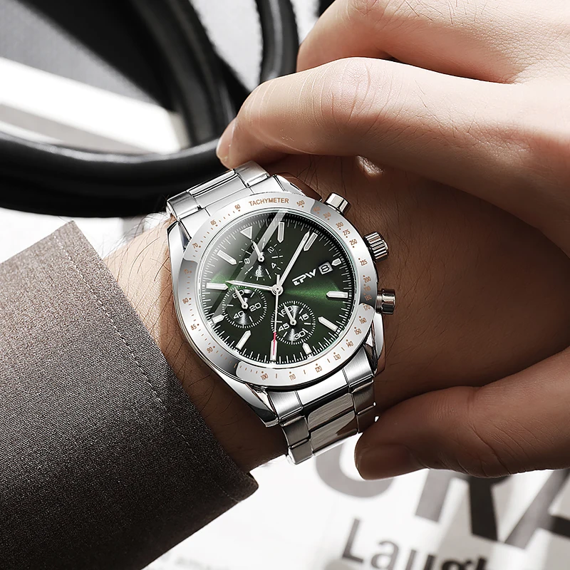 Wholesale Multi function Stainless Steel Calendar Brand Leather Quartz Watches For Men Luxury Wristwatch Montre Homme