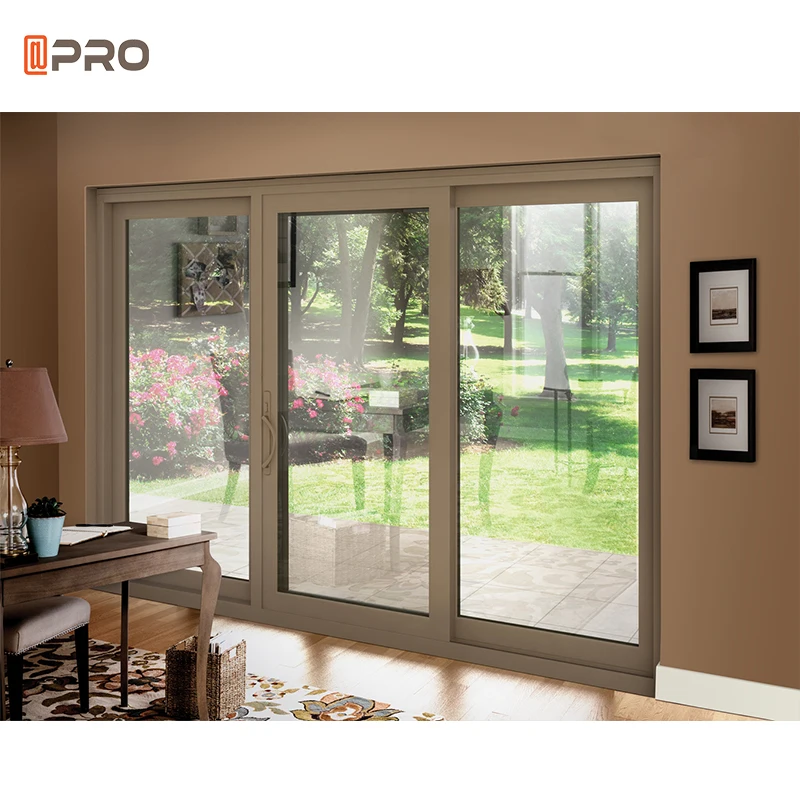 APRO aluminium double tempered glass sliding doors high quality energy efficient sliding door