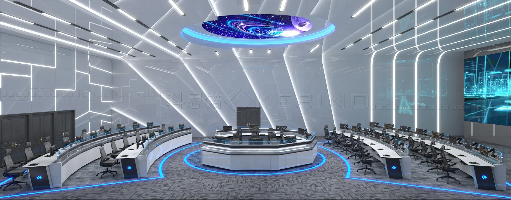 Kesino Future Smart City Technology Metal Animal Husbandry Automation Control Console Command Center Desk With Storage Feature