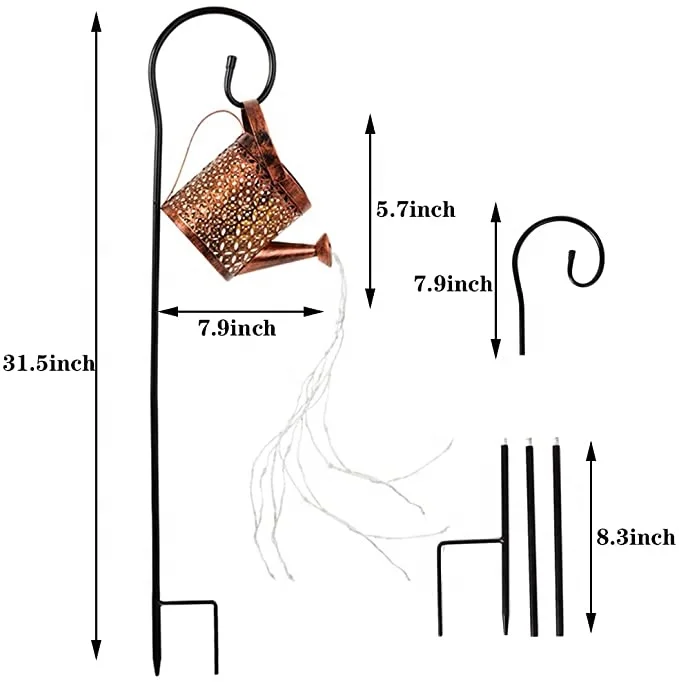 Led Solar Watering Can Outdoor Lights String Light Decoration Waterproof Fairy Copper Wire Firefly led String holiday  Light