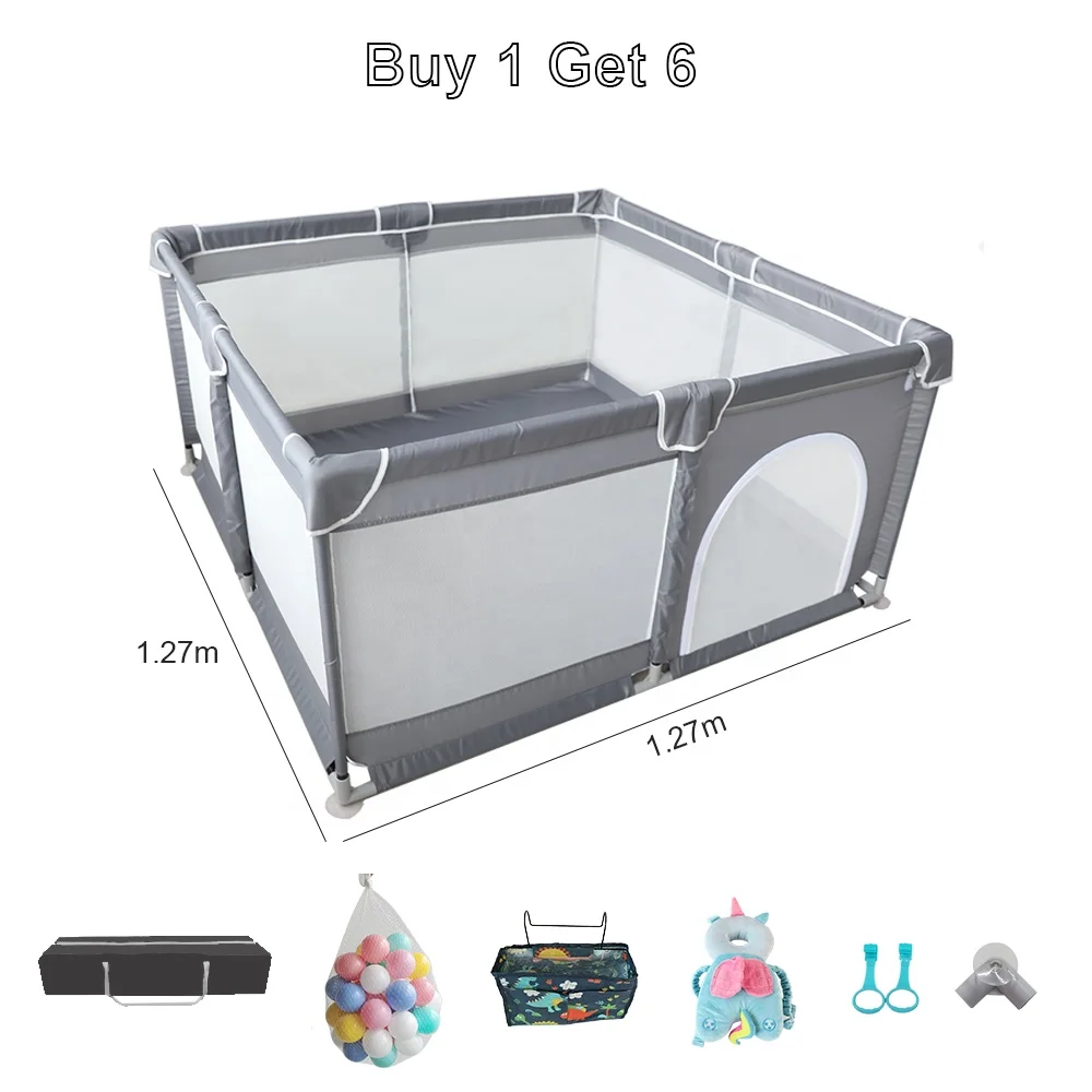 Portable 127*127cm Indoor Outdoor Use Breathable Mesh Children Baby safety playpen With Gate Bag Ocean Ball