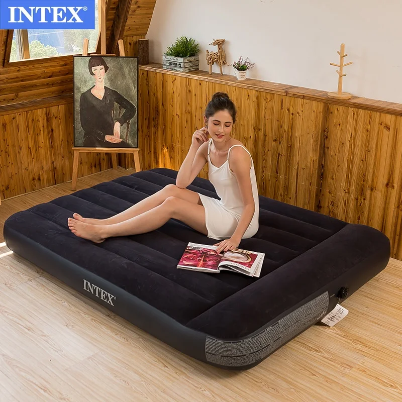 
INTEX 64142 built-in pillow double person large air bed home outdoor inflatable mattress 