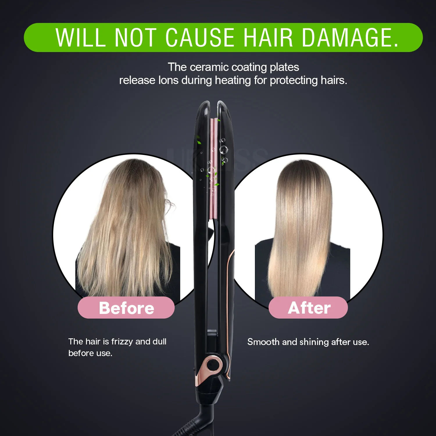 Private Label  Hair Straightener PTC flat Iron Hair Straightener With Lcd Display