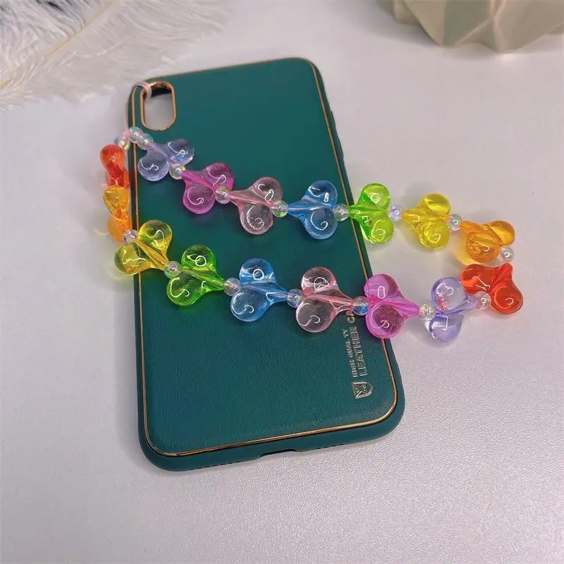 2022 New Colorful Acrylic Heart  Phone Chain  Mobile Phone Chain Strap Phone Chain