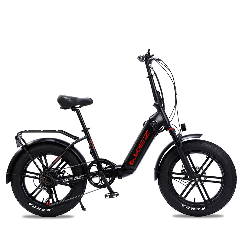 AKEZ 500W Step through Electric Fat Tire Bike Pedal Assist with Lithium Battery Low Price Three Ride Model down Tube Position