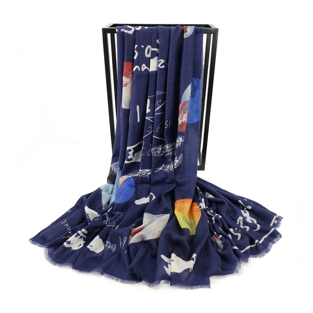 100% pom pom wool ladies merino cashmere scarf