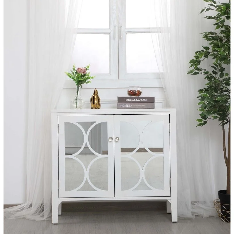 OEM manufacture Living room Furniture bedroom nightstand 2 Door  Mirrored cabinet whole KD Mirror Accent Chest